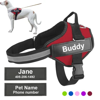 

Personalized Dog Harness Reflective Adjustable Pet Harness Vest For small large Dog With Customized Patch Dog Walking Supplies