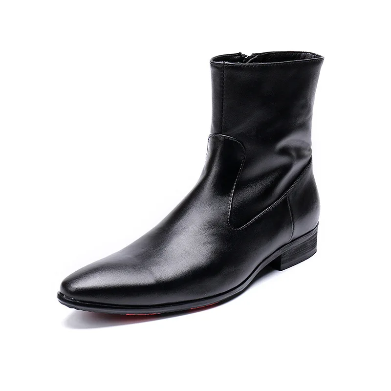 

Martin Boots High Lace Mens Cowboy Boots Sapatos Chao Xue Cow Leather Male Pointed Toe Ankle Genuine Leather Full Grain Leather