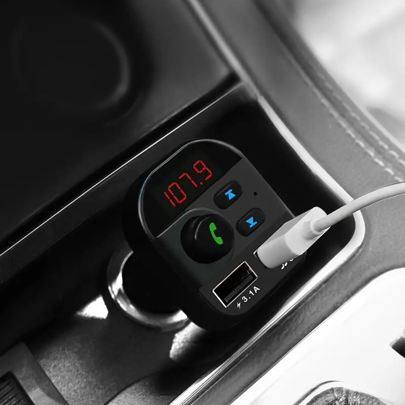 Fm-передатчик модулятор Bluetooth 5,0 Handsfree автомобильный комплект аудио mp3-плеер с двойным usb-портом автомобильное зарядное устройство