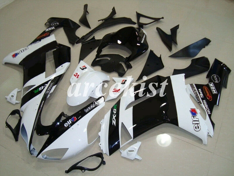 4 подарки ABS мотоцикл полный обтекатель комплект подходит для Kawasaki ZX6R 2007 2008 ZX-6R 07 08 ниндзя 636 Кузов Набор Белый Черный - Цвет: white black
