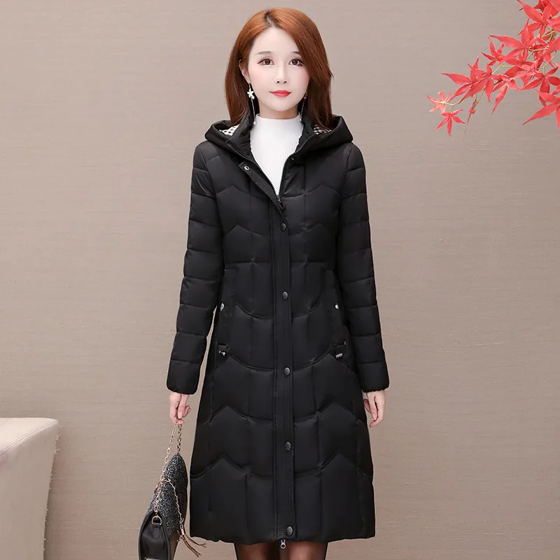 

Simple Long Slimming Fashion Cotton Coat 2019 Winter New Style Korean-style Slim Fit Slimming Long Sleeve Hooded Warm Cotton-pad
