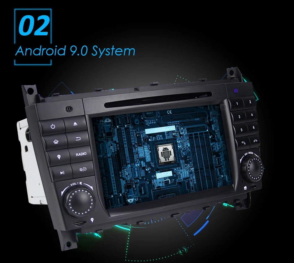 Eunavi 4 Core 2 Din Android 9,0 автомобильный Dvd плеер радио Gps для c-класса W203 2004-2007 Clk W209 2005 A-w168 1998 2002 Clk-c209