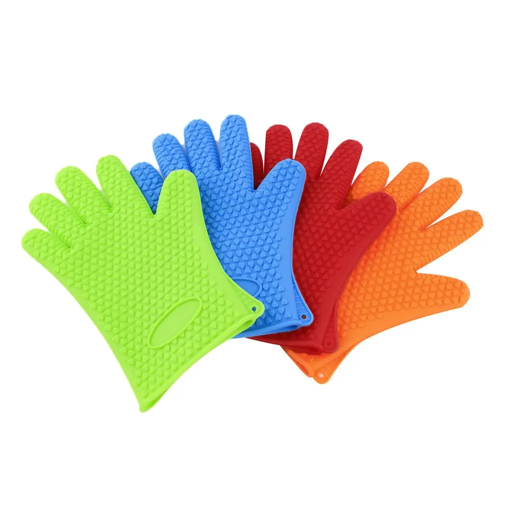 1 pc Kitchen Microwave Mitt Insulated Oven Heat Resistant Silicone Glove Oven Pot Holder Baking BBQ Cooking Non-slip Tool Kitc