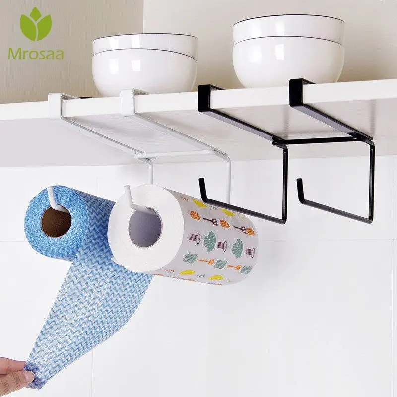 2 Layers Kitchen Organizer Tissue Holder Hanging Bathroom Toilet Roll Paper Holder Towel Rack Kitchen Cabinet Door Hook Holder