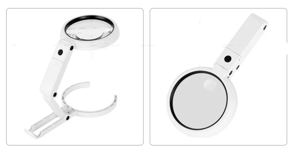 8 LED Handheld Desktop Folding Jewelry Magnifier USB Plug in HD Reading Repair Lighting Magnifier Magnifying Glass Lamp Loupe