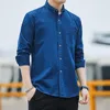 New denim cotton long sleeve shirt Japanese style fresh casual shirt fashion men's contracted  atmosphere long sleeve shirt ► Photo 2/6