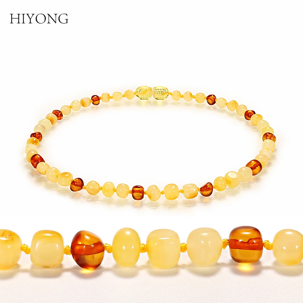 

HIYONG Nature Polished Amber Beads Necklace for Baby Baltic Amber Teething Necklace for Baby Baltic Amber Baby Teething Necklace