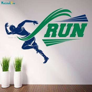 

Run Wall Decal Vinyl Sticker Sport Competitions Runner Last Sprint Track Treadmill Athlete Self-adhesive Poster YT4448