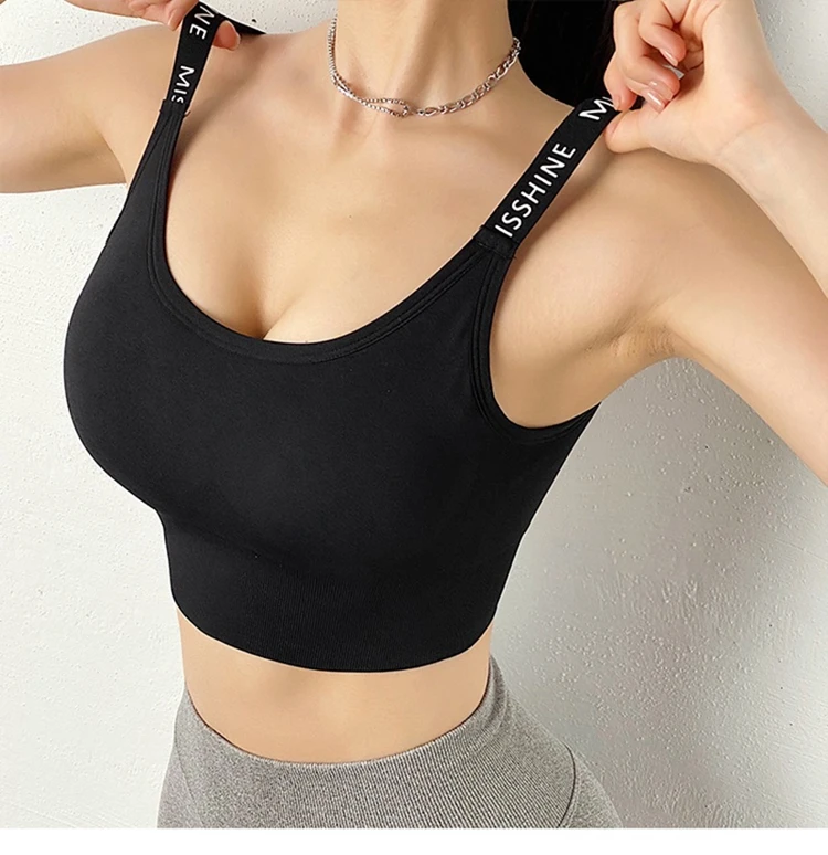 PEARLYNN Harness Sports Bra Women Unwired Active Underwear Push Up Without Bones Gym Seamless Sportswear Crop Top For Fitness