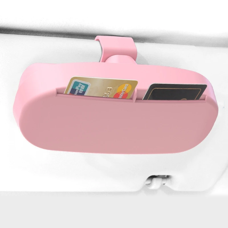 Pink 1 ABS автомобильные футляры для очков многофункциональный автомобильный зажим для очков зажим для карт билетов Автомобильный солнцезащитный козырек Солнцезащитные очки держатель аксессуары - Название цвета: Pink 1