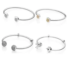 Настоящее 925 пробы Серебряный сверкающий шар браслет и браслеты для женщин подходят DIY талисманы бусины оригинальные ювелирные изделия подарок