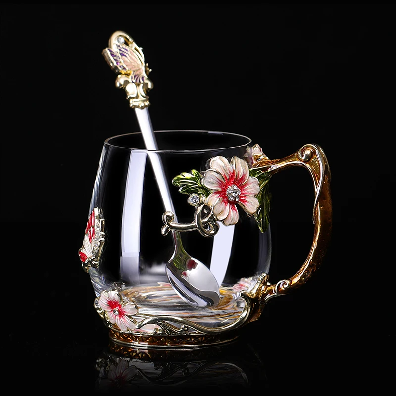 Цветные эмалированные стеклянные кофейные кружки чашки для чая и кружки термостойкие стаканы для воды для дома и офиса посуда для напитков подарок для влюбленных - Цвет: 9