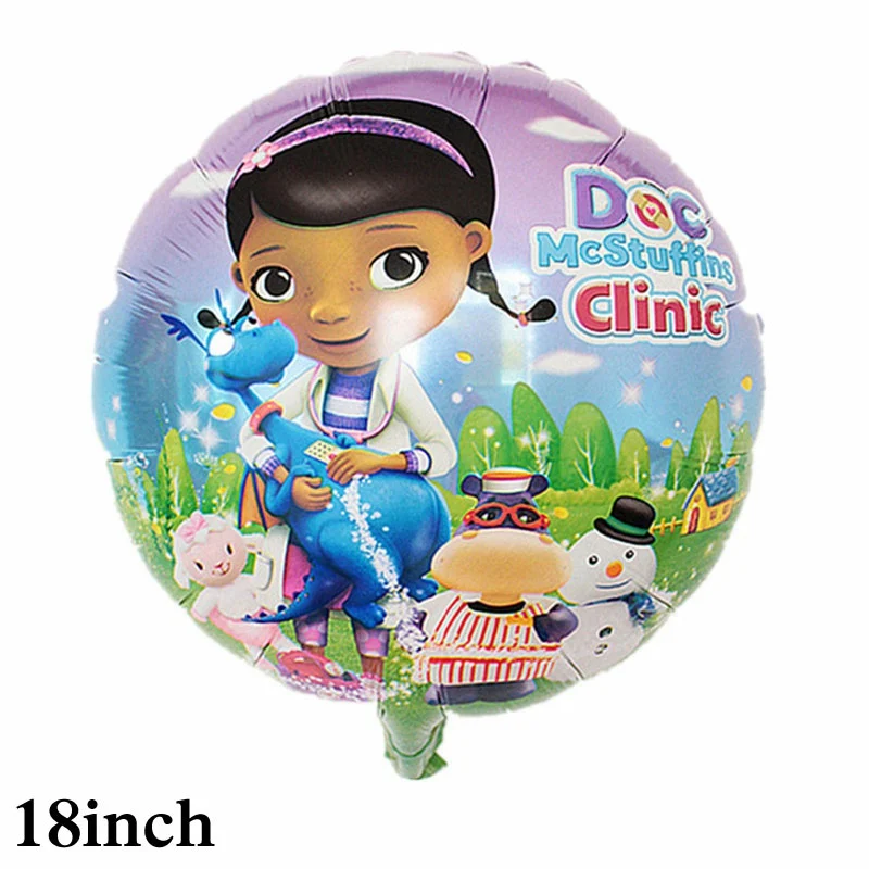 10 шт., вечерние воздушные шары Doc McStuffins, клиника, игрушки, 18 дюймов, круглые шарики McStuffins Doctor, фольгированные шары для девочек, воздушные шары на день рождения