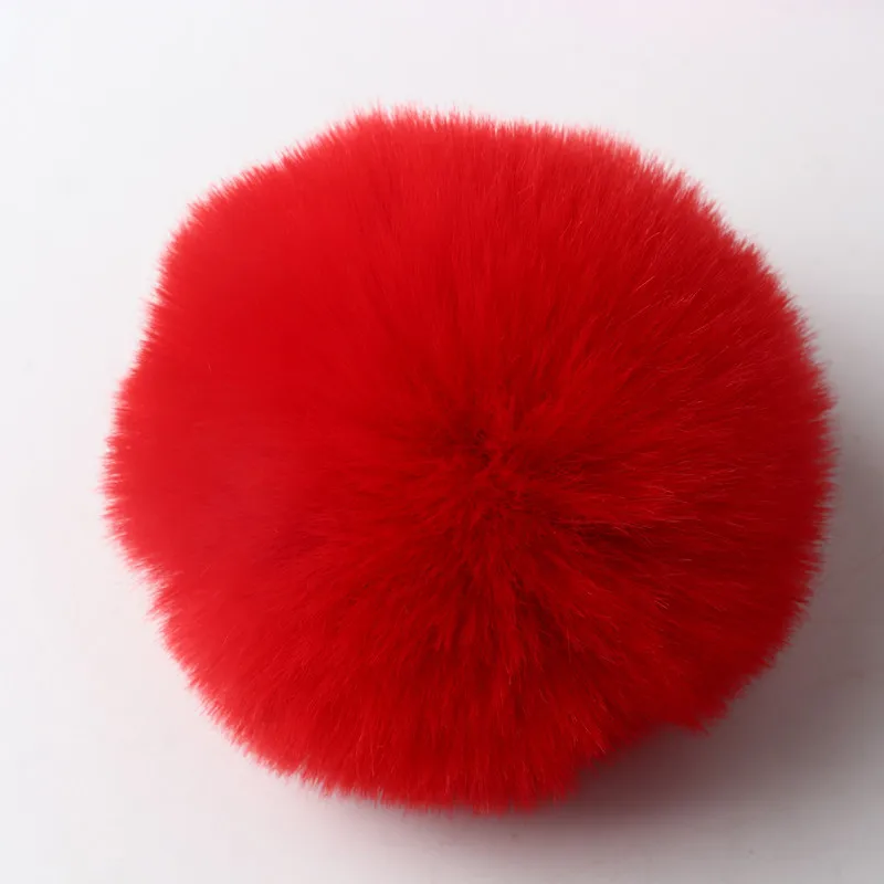 Solid Rex Rabbit Pompom Keychain pom poms craft supplies fluffy ball accessories craft supplies 10 Pieces of 8cm Bag Diy Handmade Materials and Retail Colors Support Mix and Match