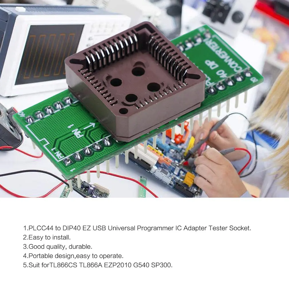 PLCC44 К DIP40 EZ USB Универсальный программатор IC АДАПТЕР тестер с розеткой модуль для TL866CS TL866A EZP2010 G540 SP300