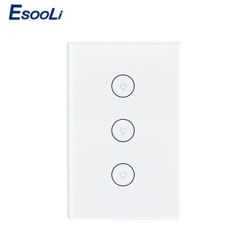 Умный настенный сенсорный выключатель Esooli Smart Life с Wi Fi стеклянная панель