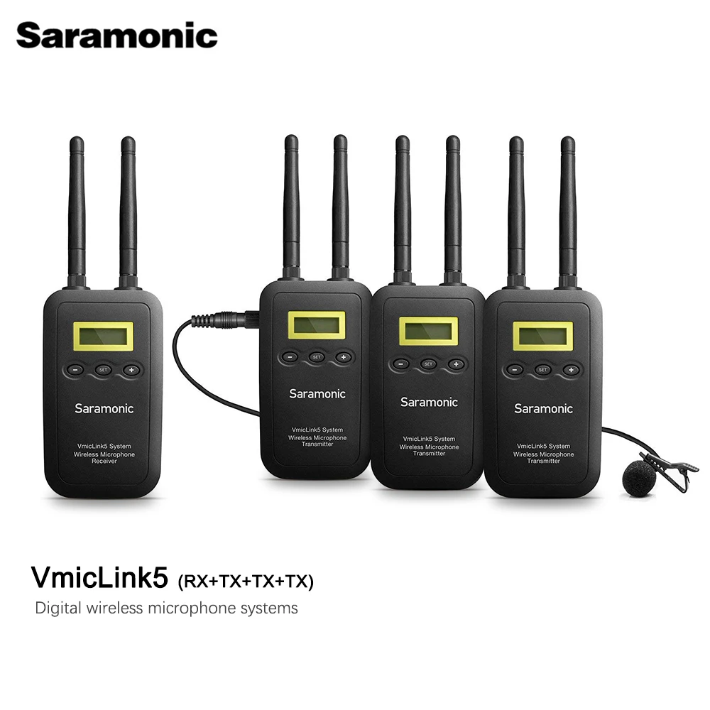 Оригинальный Saramonic 5 8 GHz беспроводной микрофон Lavalier VmicLink5 3 передатчика и 1