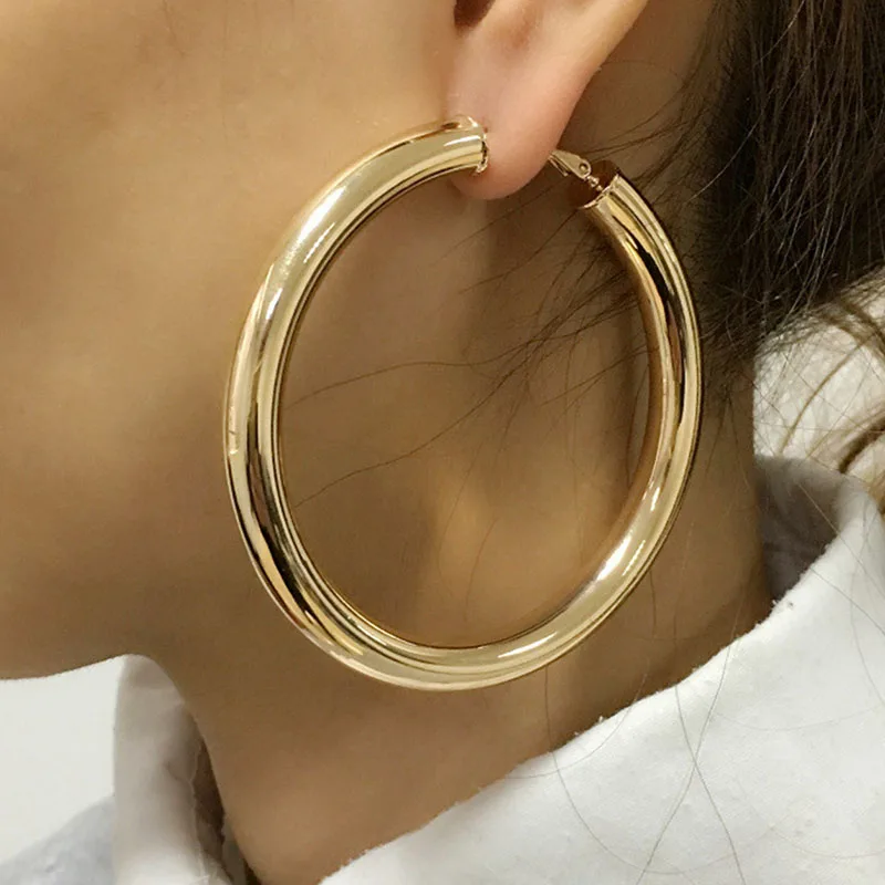 Large big Chunky thick hoop earrings for women night club party