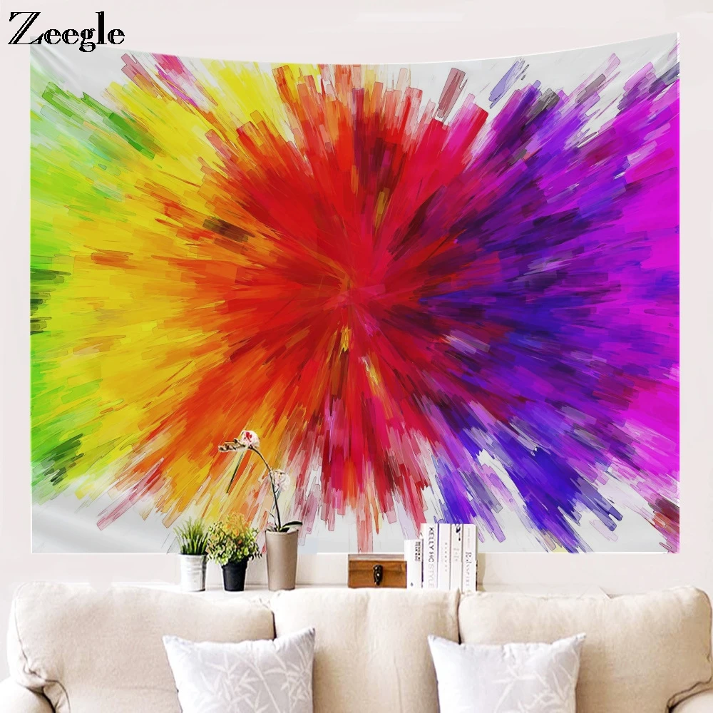 Zeegle Pattern Wall Tapestry Wall Hanging Blanket Picnic Mat Office Decoration Polyester Beach Towel Hippie Tapestries