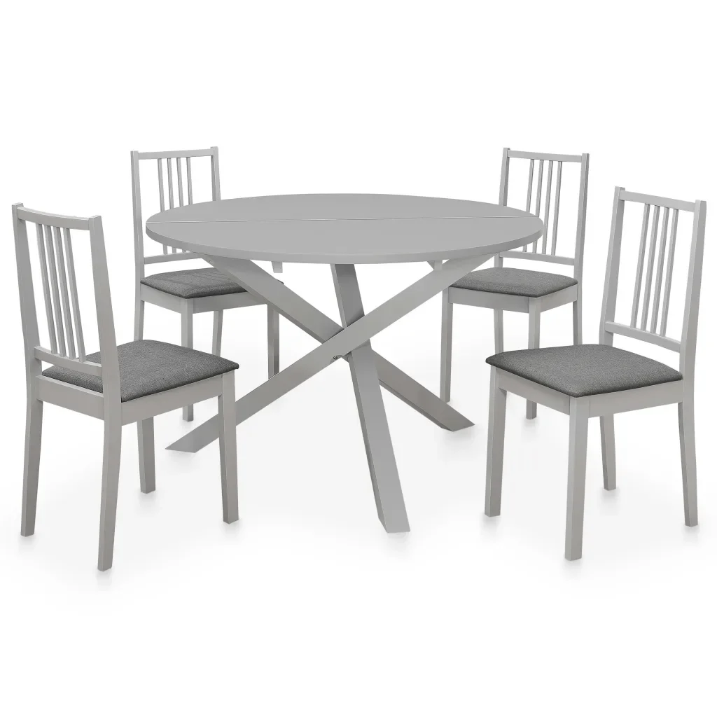 5 Pieces Dining Set with Circular Table for Dining Room MDF Table for Living Room Simple Durable Dining room furniture 3 Colors