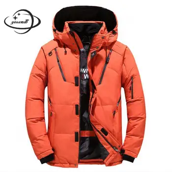 

mens down jacket winter male coats clothing Standing collar Zipper Hooded White Duck Down short style man outerwear clothes h176