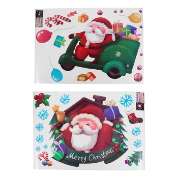 

2pcs Beautiful Interesting Delicate Funny Window Sticker Christmas Wall Sticker for Home Inside