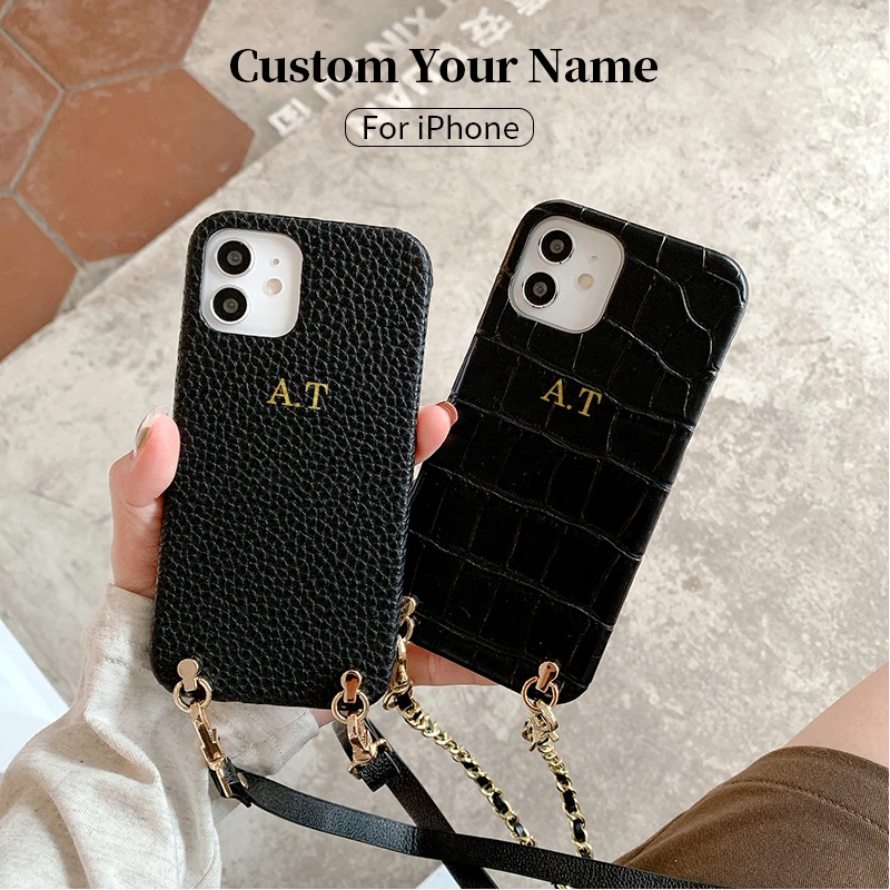 iPhone X iPhone X/XS genuine leather case personalised with your initials or name iPhone XS