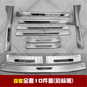 

For Volkswagen T-ROC 2018-2019 stainless steel Rear Bumper Car door cover inside and outside door sill plate Car styling
