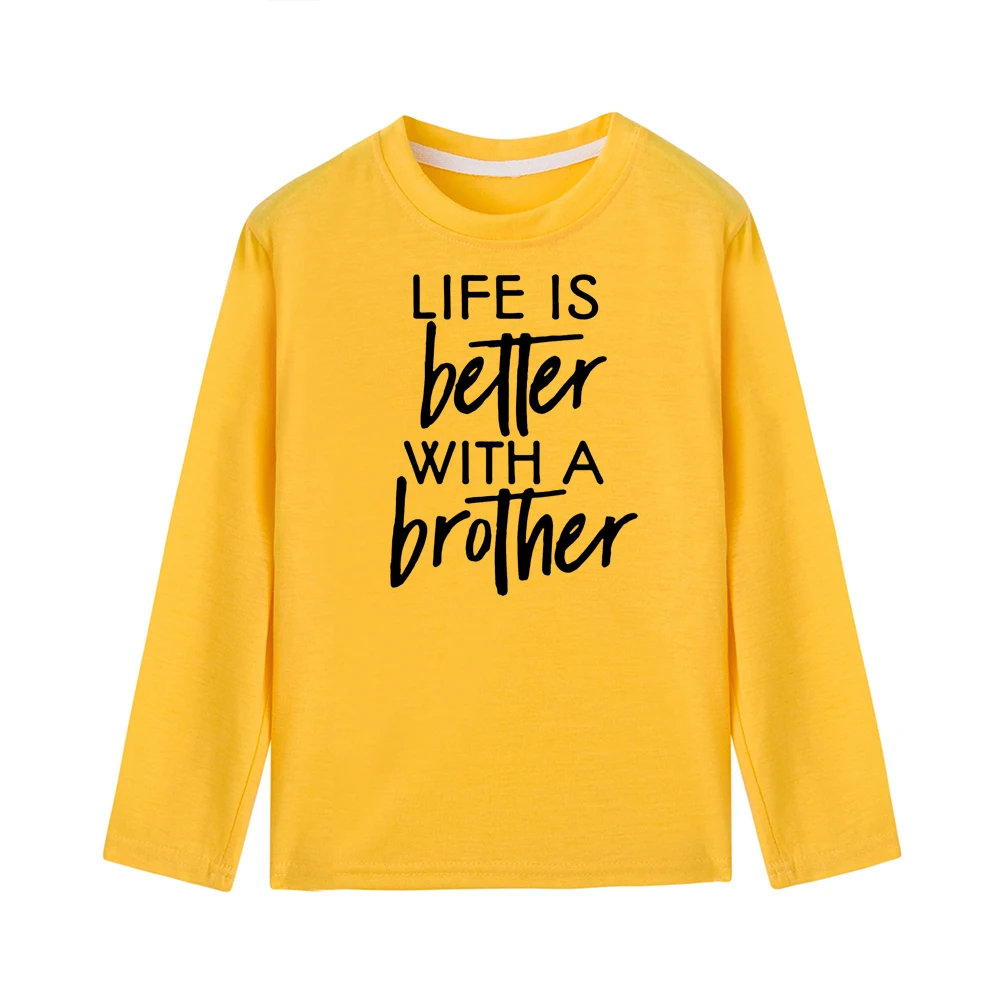 Life Is Better/swetter with A Brother/Sister, забавные дети, братья, сестры, близнецы, футболка с длинным рукавом, модные футболки для малышей