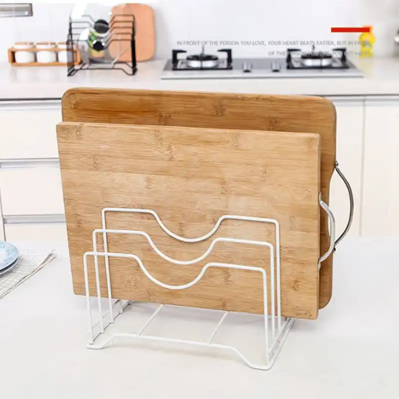 Kitchen Shelf Pan Rack Cutting Board Holder Storage Pot Lid