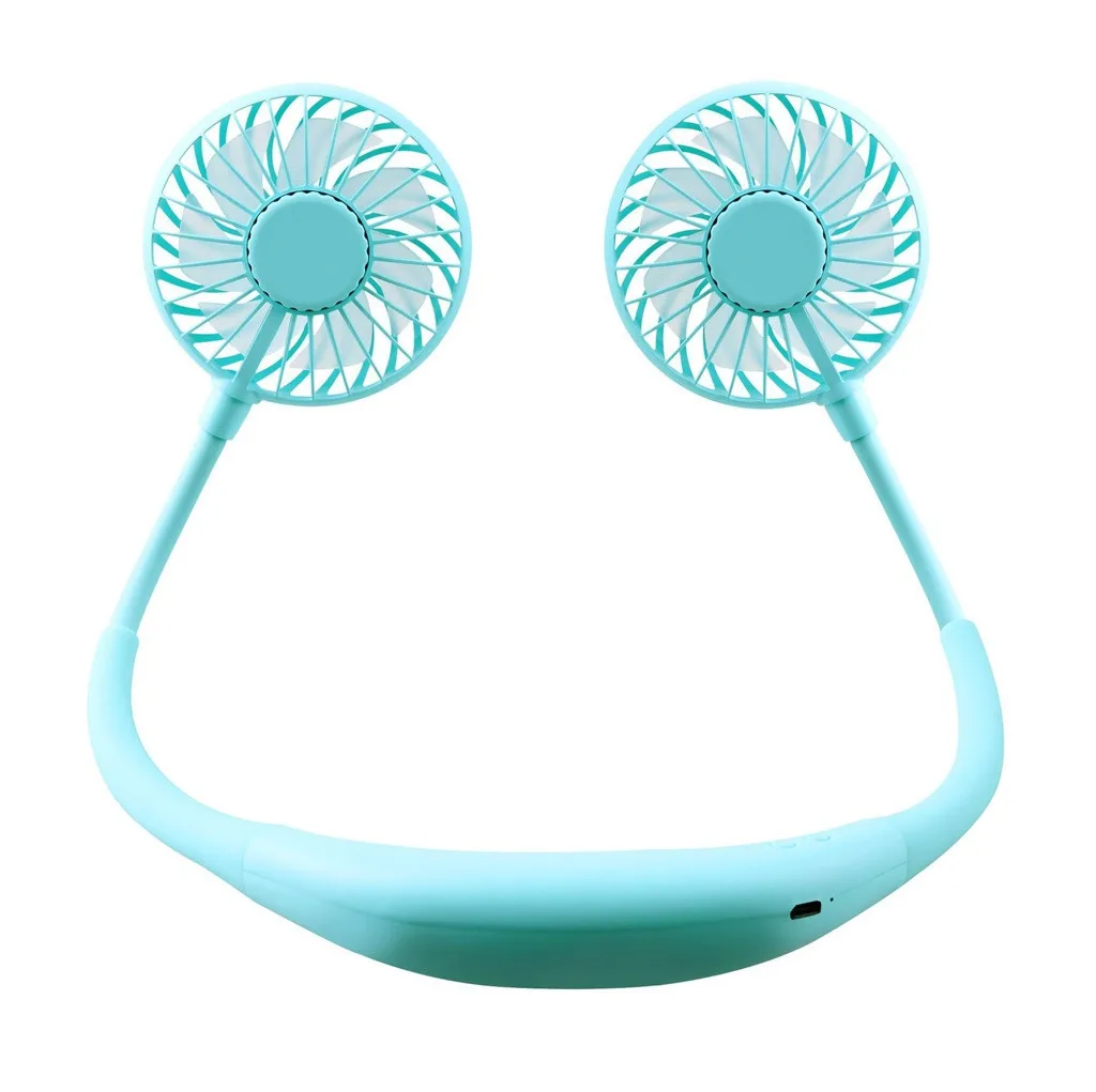 Cool Usb Fans Portable USB Rechargeable Neckband Lazy Neck Hanging Style Dual Cooling Fan For Summer 723/