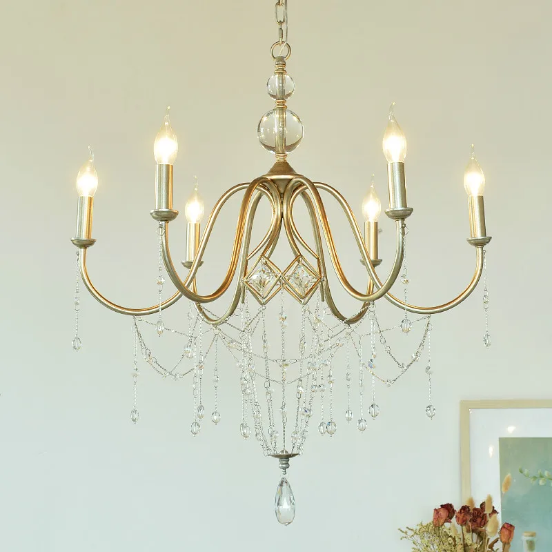

Nordic Luxury Chandelier Romantic North American Candle Crystal Hanging Lamp Living Room Dining Room Lamp Bedroom Light Fixtures