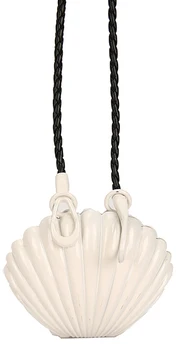 

QZUnique Seashell Shape Mini Shoulder Bag Metal Purse Chain Handbag White