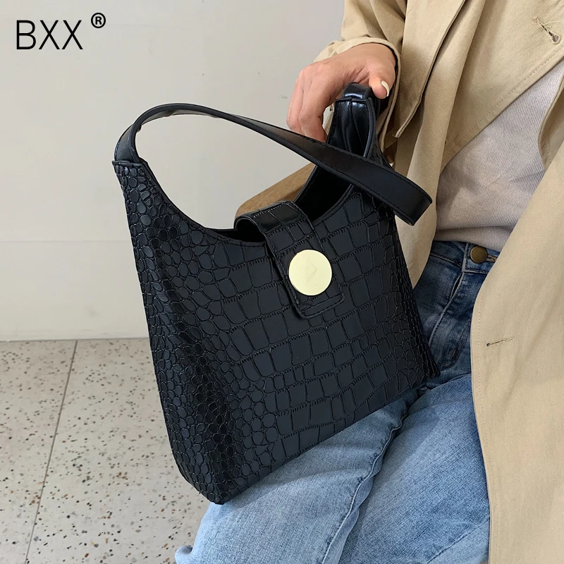 

[BXX] Stone Pattern PU Leather Crossbody Bags For Women 2020 Small Handbags Simple Solid Color Totes Lady Hand Bag Purses HI512