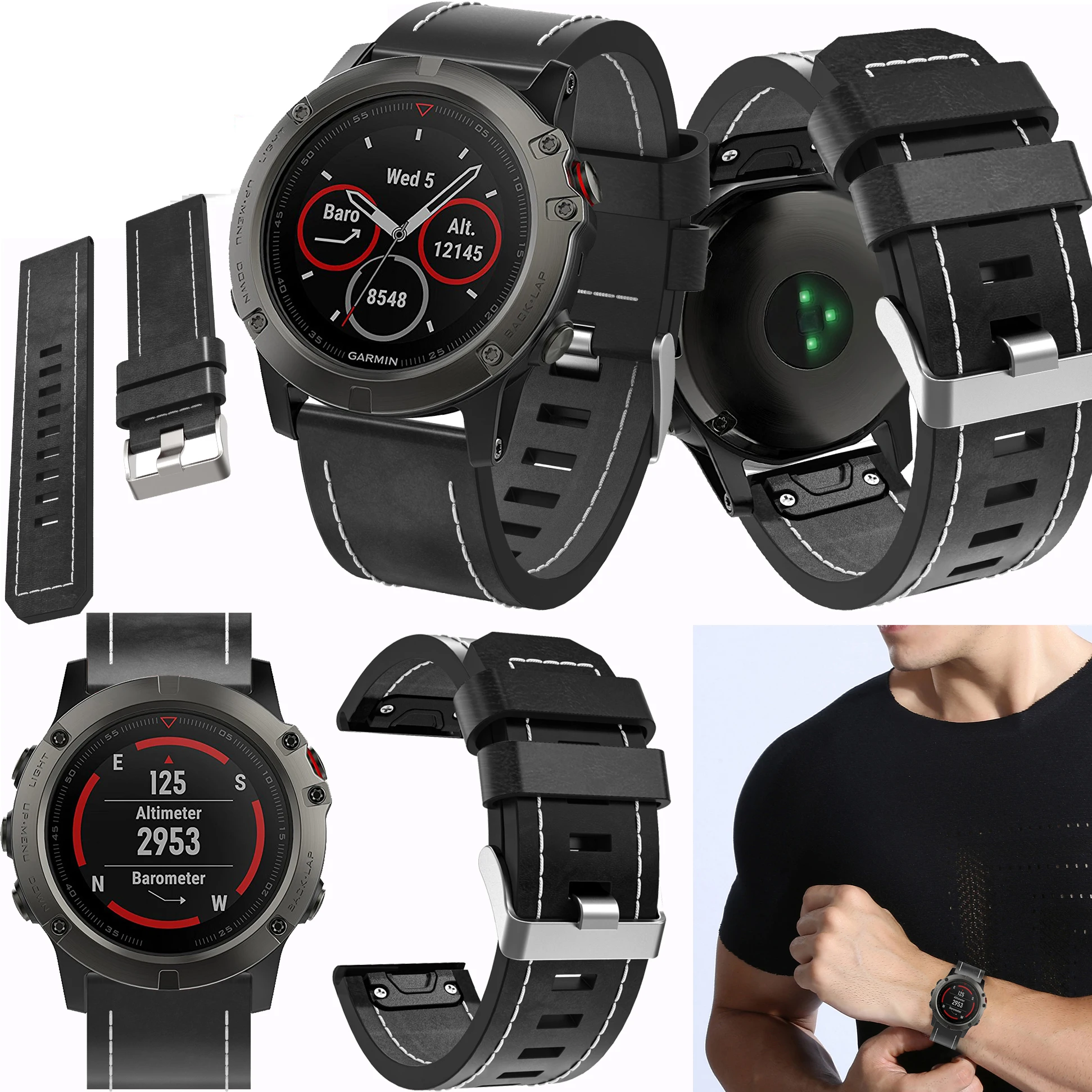 fashion Leather wrist Watch Strap Easy fit quick Link Bracelet Belt 26MM For Garmin Fenix 6X sport band wristbands | Наручные часы