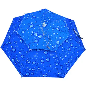 

Durable Insulated Umbrella Cap Double Parachute Cap Blue Sunny Walking Hats Rainy Raindrop Umbrella Cap Cycling Outdoor Sport