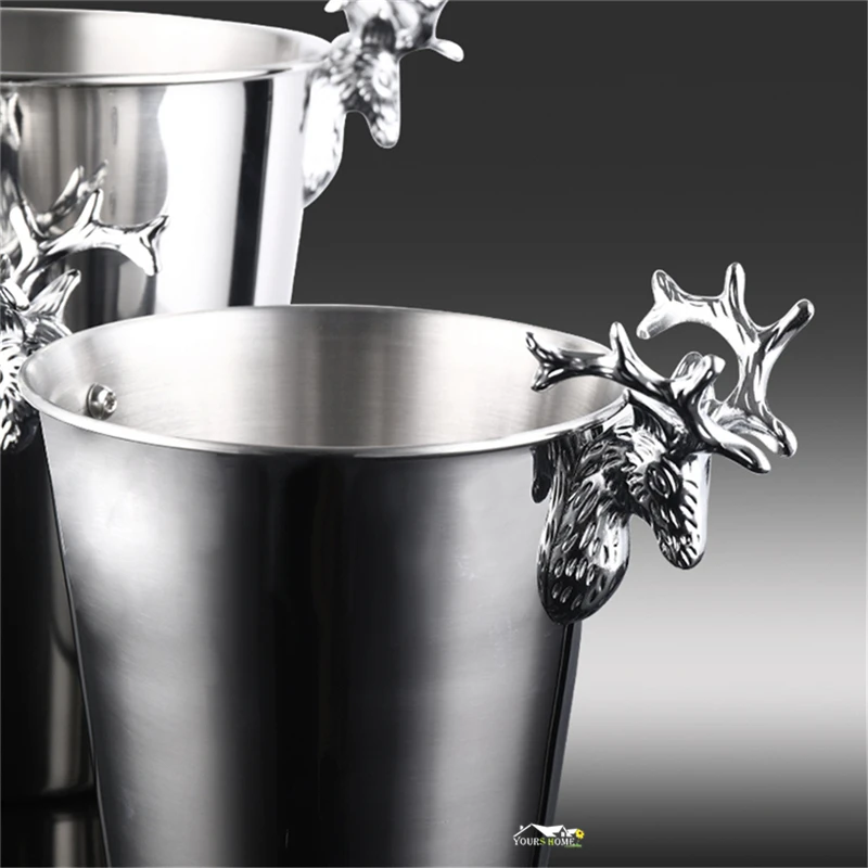 2.2L & 5L Ice Buckets Stainless Steel Wine ice Bucket Wine Chiller Bottle Cooler Champagne Beer Chiller Ice Barrel Barware