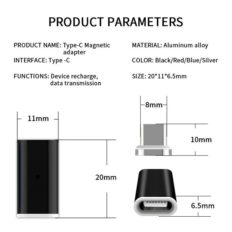 Портативный USB-C Магнитный адаптер типа C для huawei P30 Lite Pro разъем зарядки транфер пылезащитный Разъем для samsung Galaxy S10e