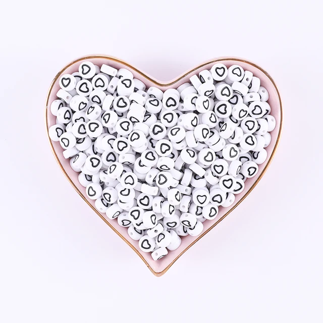 100/200/500pcs Heart Beads For Jewelry Making Acrylic Mixed Beads With Letters For Bracelet Handmade Diy Bracelet Necklace 2021 4x7mm 79