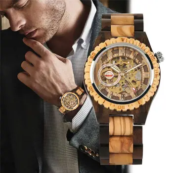

YISUYA Automatic Watch Wooden Watch Luminous Hands Natural Wood Watches Automatic-self-winding Watches Male Clock horloge heren