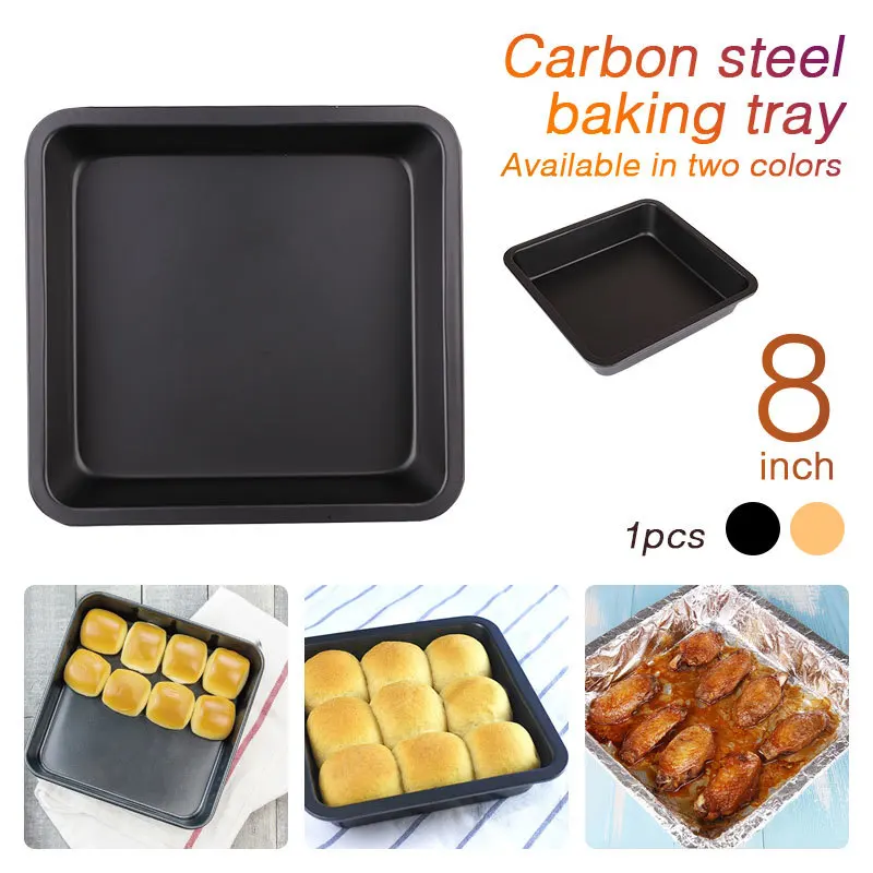 

Nonstick Square Baking Pan Carbon Steel Baking Tray Microwave Oven Rolling Bread Baking Tools Cake Pizza Bakeware DIY Gadget