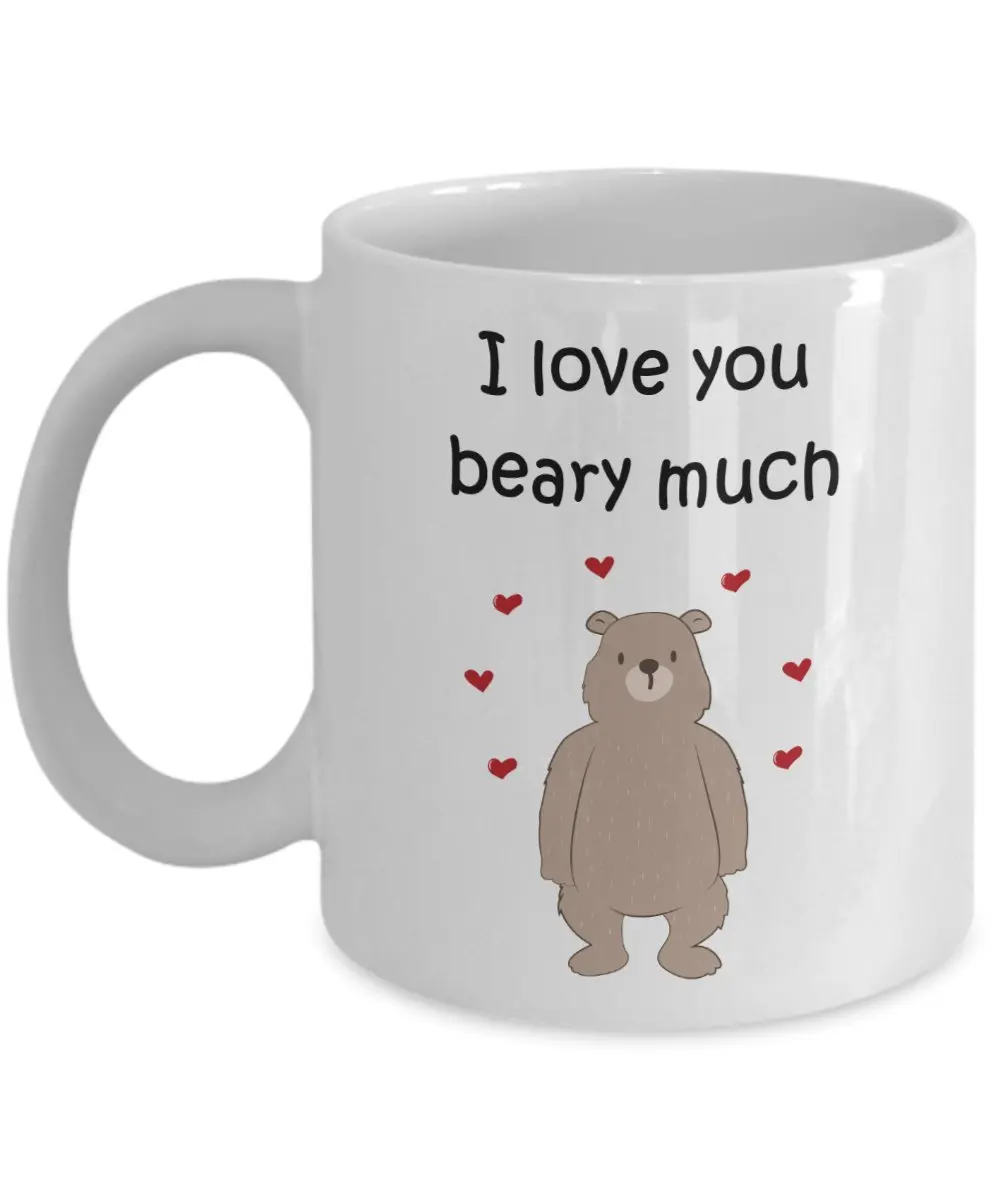 Я люблю тебя Beary Much кружка подарок для него ее Валентина сердце любовь кофе кружки