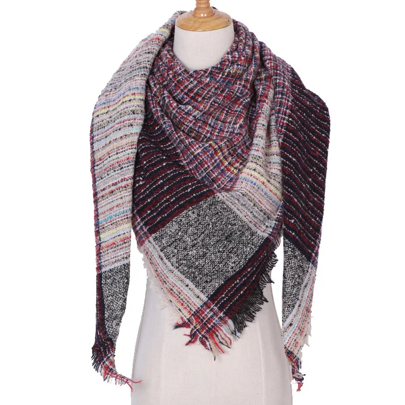 2019 new designer brand women cashmere scarf triangle winter scarves lady shawls and wraps knit blanket neck striped foulard (24)