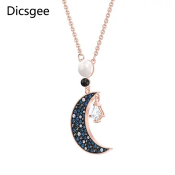 

Dicsgee 2pcs/set Moon Necklaces Pendants Black Full Zircon Mini For Women Insect Necklace Jewelry