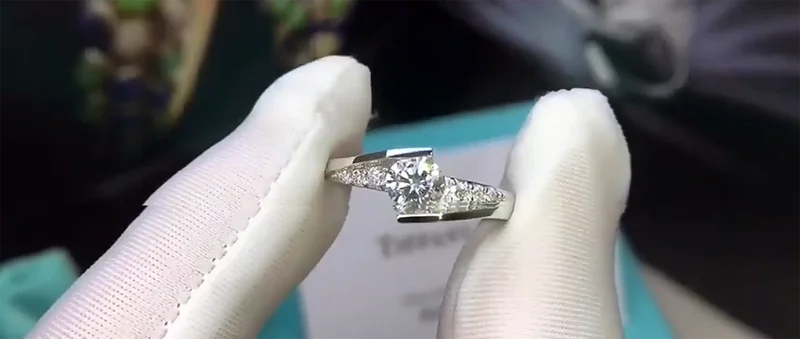 YANHUI шахматный дизайн с сертификатом 1ct 6 мм EF VVS1 круглая огранка кубического циркония 925 Серебряное кольцо подарок для девушки BKJZ036