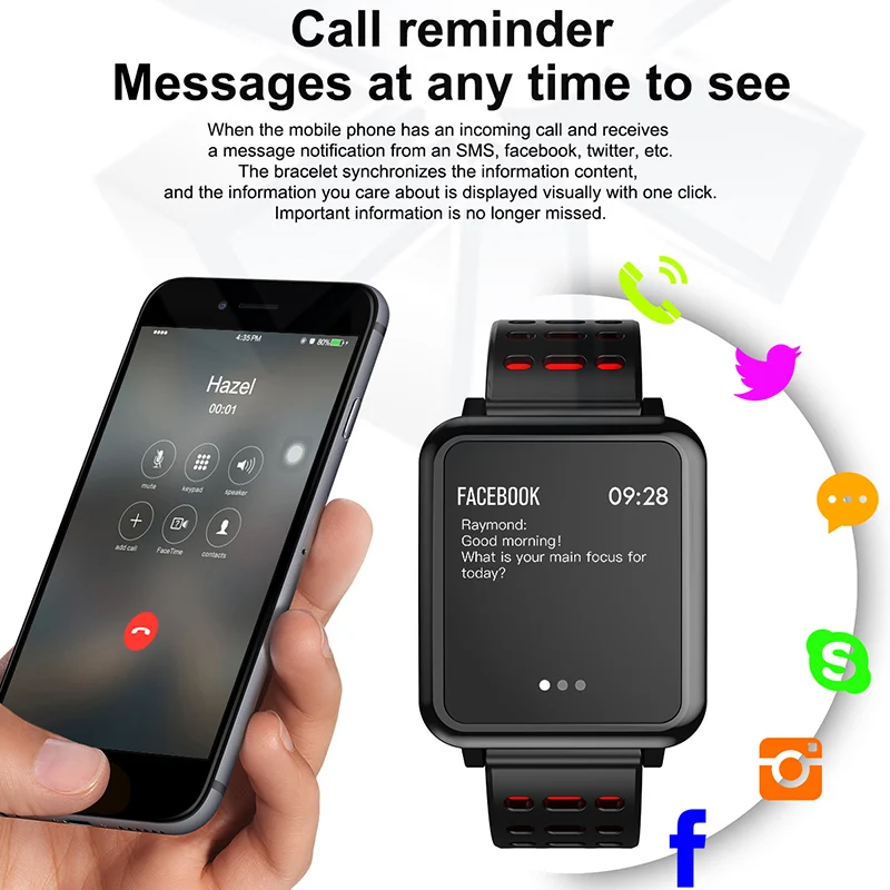 Q8 носимые устройства Smartwatch IP67 Водонепроницаемый Bluetooth Шагомер монитор сердечного ритма цветной дисплей Смарт-часы для Android/IOS