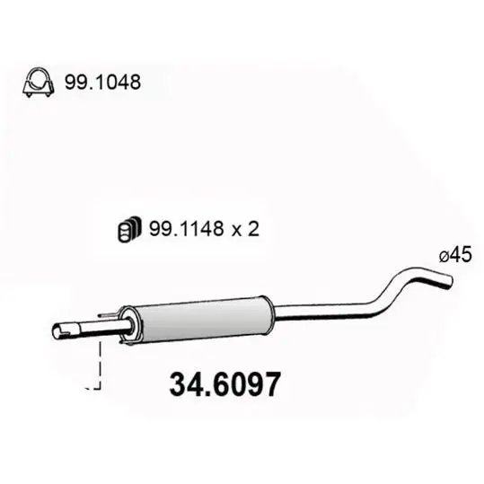 Глушитель(средняя часть) ASSO 346097