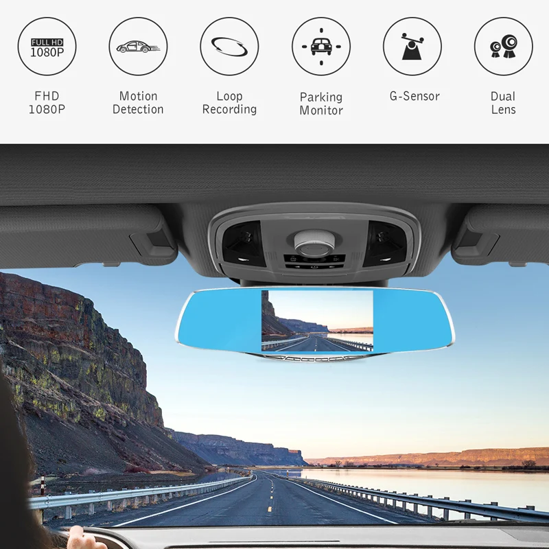Зеркало видеорегистратор ADDKEY с двумя камерами автомобильный регистратор Full HD