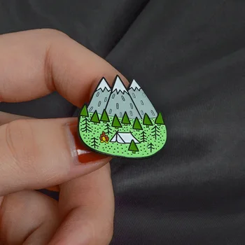 

Tourism Wild Camping Brooches for Women Mountain Peak Pins Souvenir for Explorer Enamel Pin Denim Jackets Collar Badge Jewelry