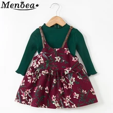 Menoea/платье для малышей коллекция года; Осенняя стильная детская одежда платье с длинными рукавами для новорожденных девочек; комплект одежды из 2 предметов